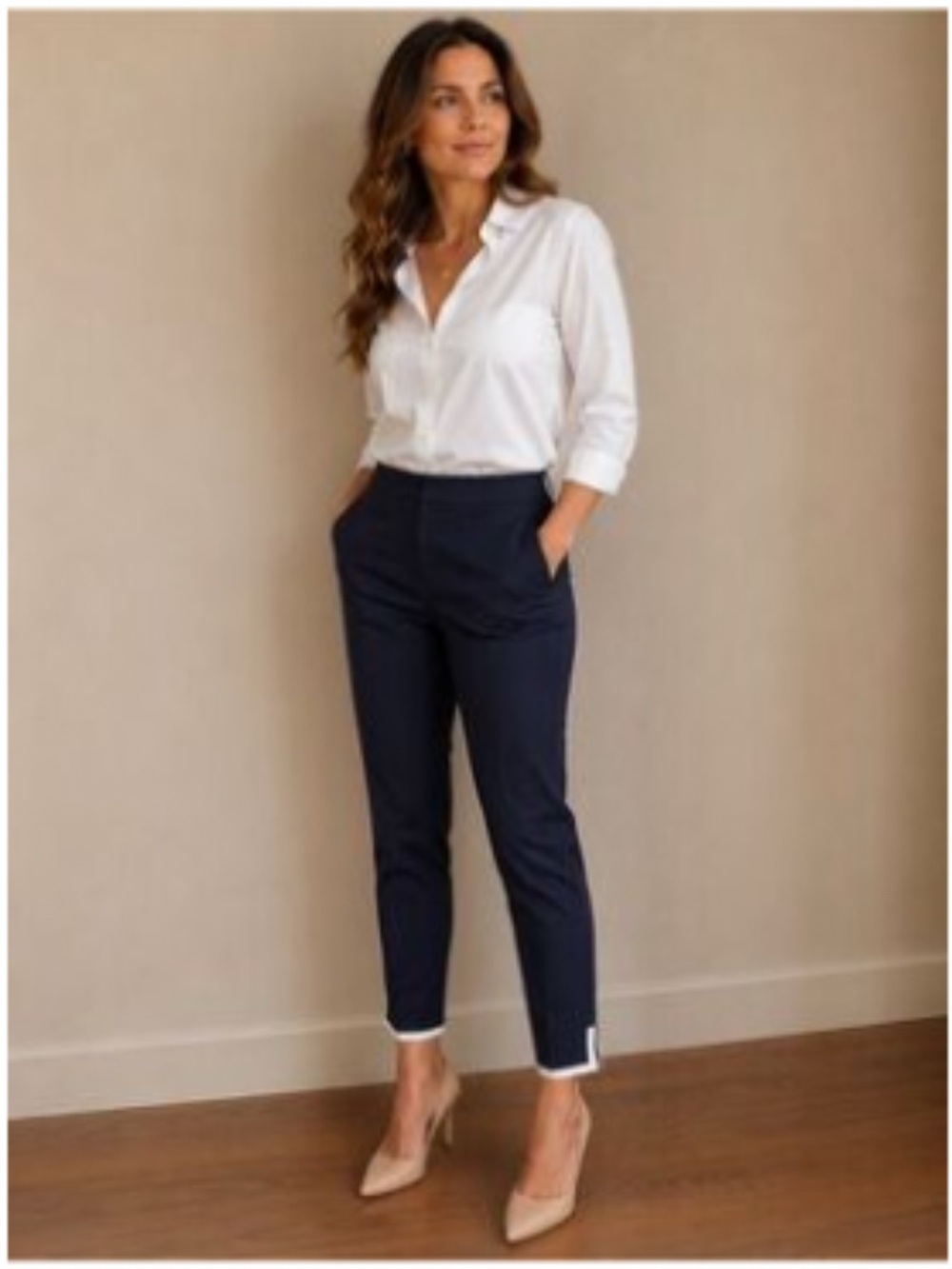Talbots Navy Capri Pants with White Trim